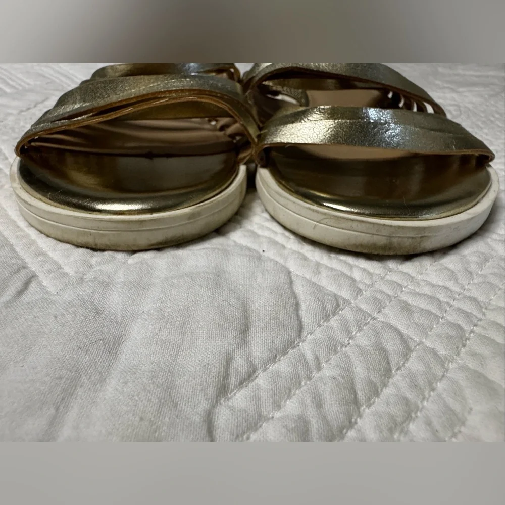 Halston Heritage Cora Gold Sandals Size 6.5 Metallic Strappy Glam